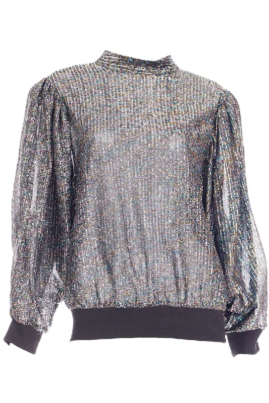 1970s Multi Colored Iridescent Pullover Vintage Tinsel Top