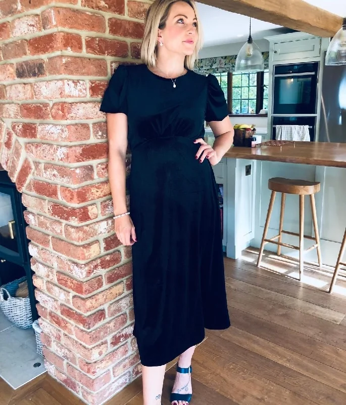 Black Velvet Midi Dress