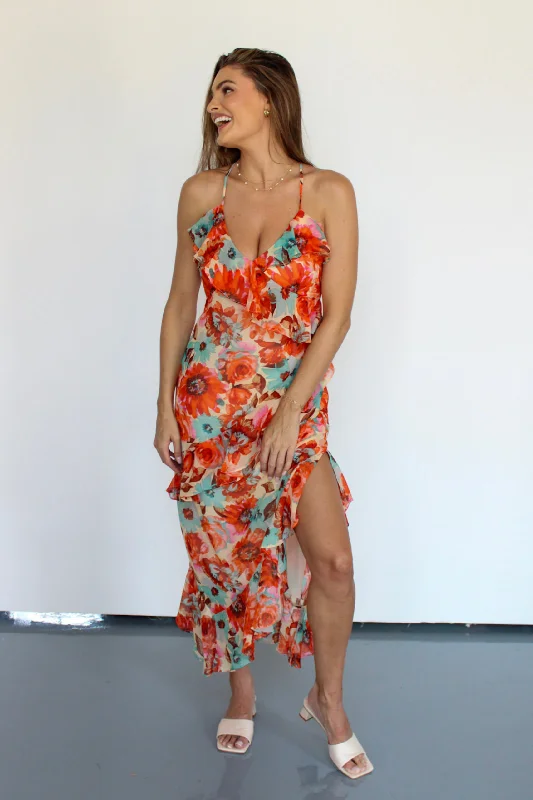 Caribbean Sunset Midi Dress