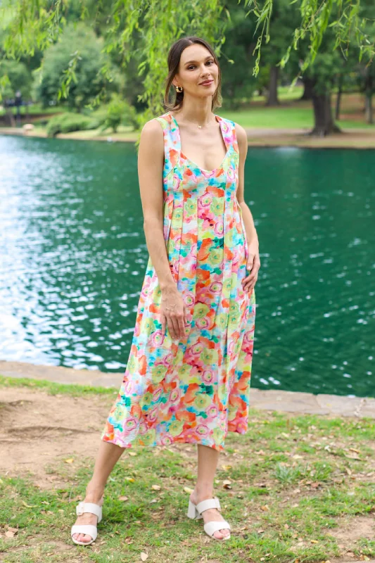 In Full Bloom Midi Dress in Green