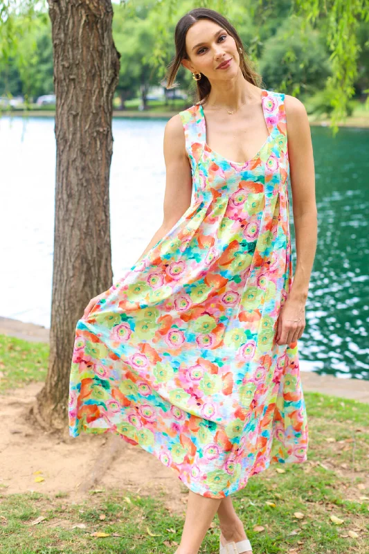 In Full Bloom Midi Dress in Green