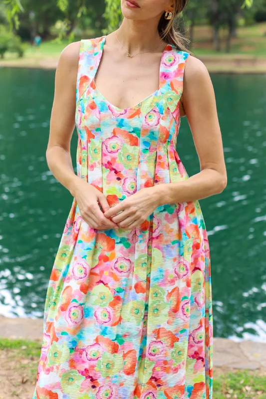 In Full Bloom Midi Dress in Green