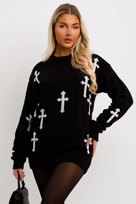 Jumper Dress With Crosses Black