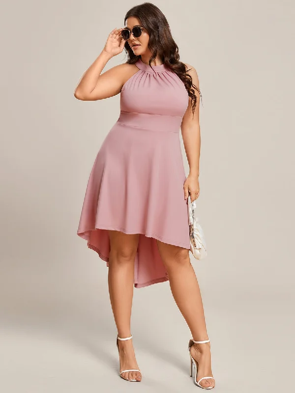 Plus Halter Sleeveless Midi Wholesale Cocktail Dresses