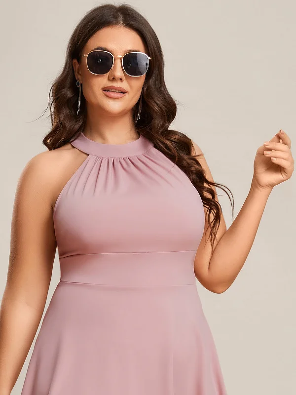 Plus Halter Sleeveless Midi Wholesale Cocktail Dresses