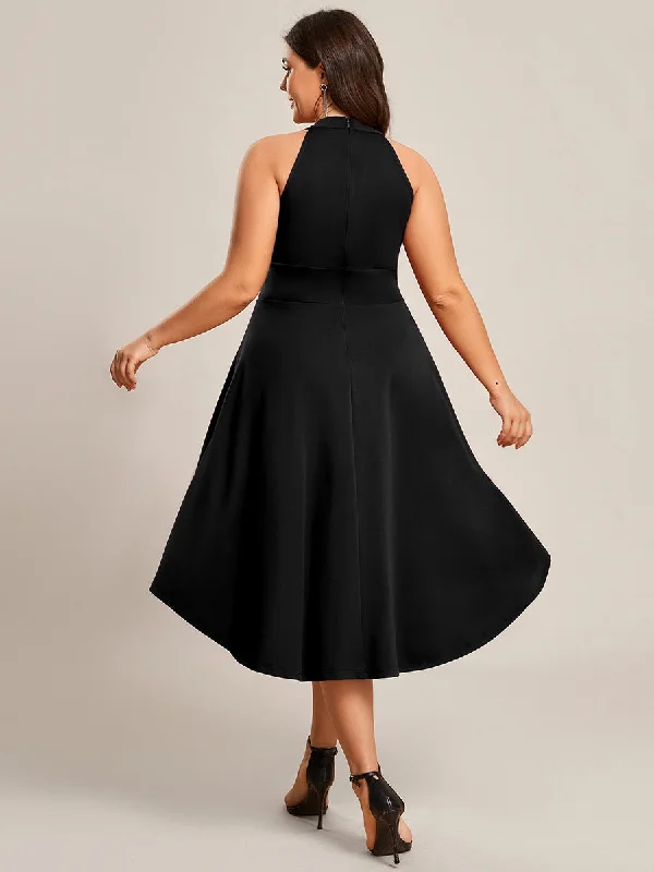 Plus Halter Sleeveless Midi Wholesale Cocktail Dresses