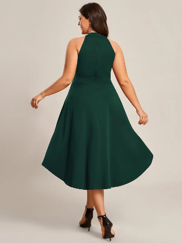 Plus Halter Sleeveless Midi Wholesale Cocktail Dresses