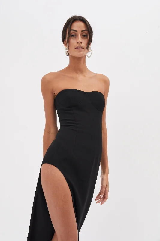 Tube Slit Black Dress