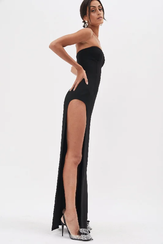 Tube Slit Black Dress