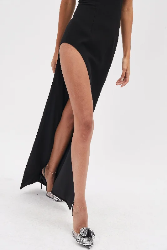 Tube Slit Black Dress