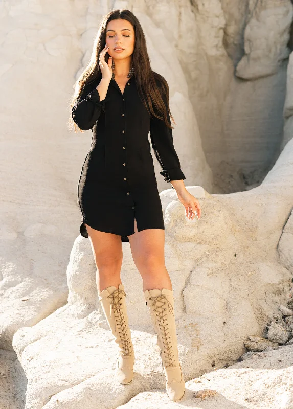 Mya Shirt Dress in Black