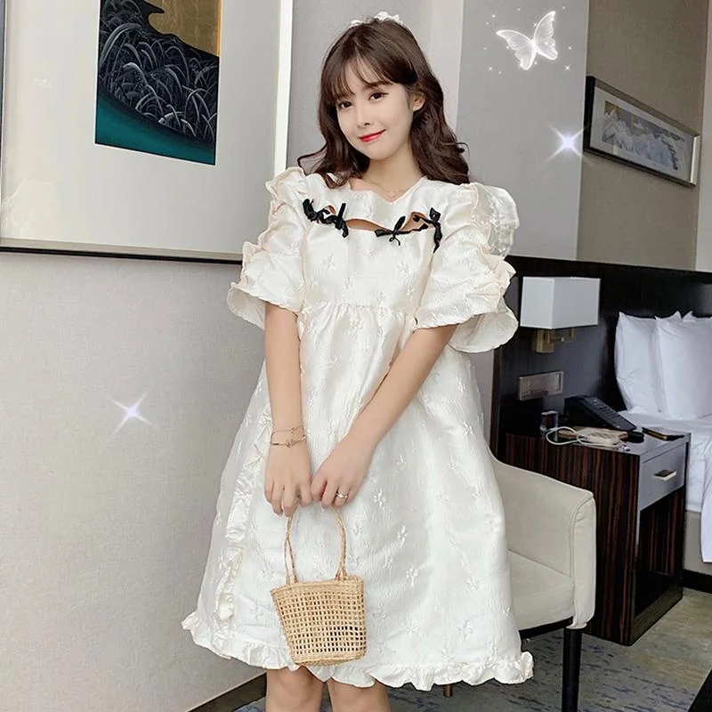 Women's French Style Hollow Out Flare Sleeved Dresses