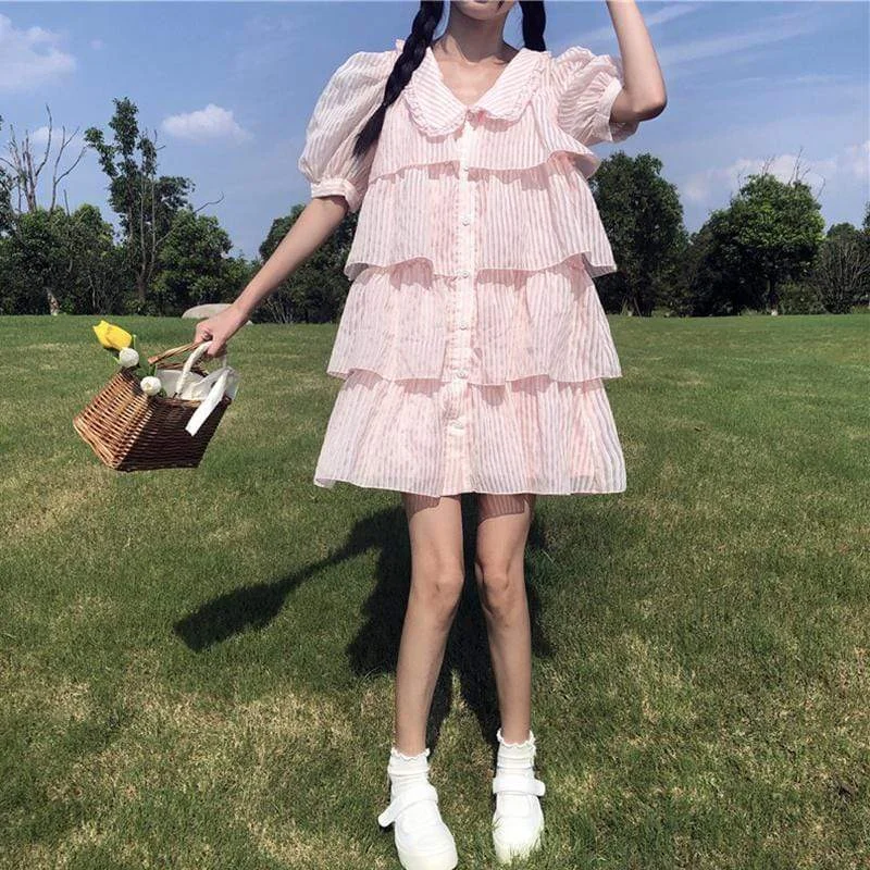 Women's Harajuku Peter Pan Collar Layered Dresses