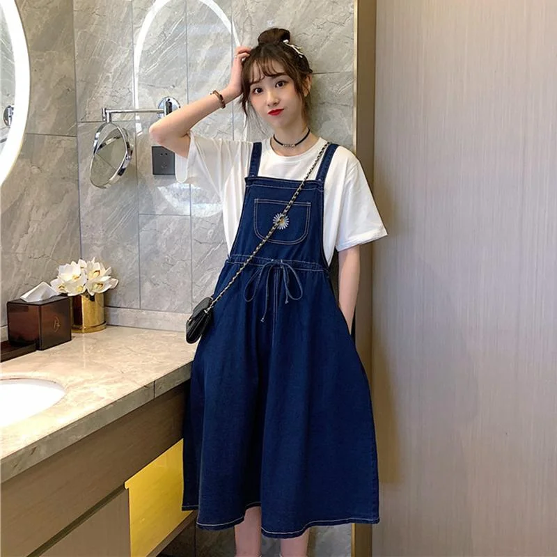 Women's Kawaii Mid-length Denim Dresses