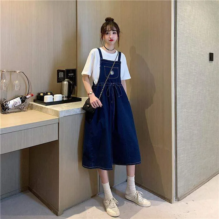 Women's Kawaii Mid-length Denim Dresses