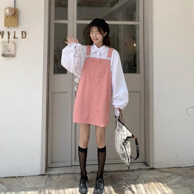 Women's Kawaii Overall Dresses With Pocket