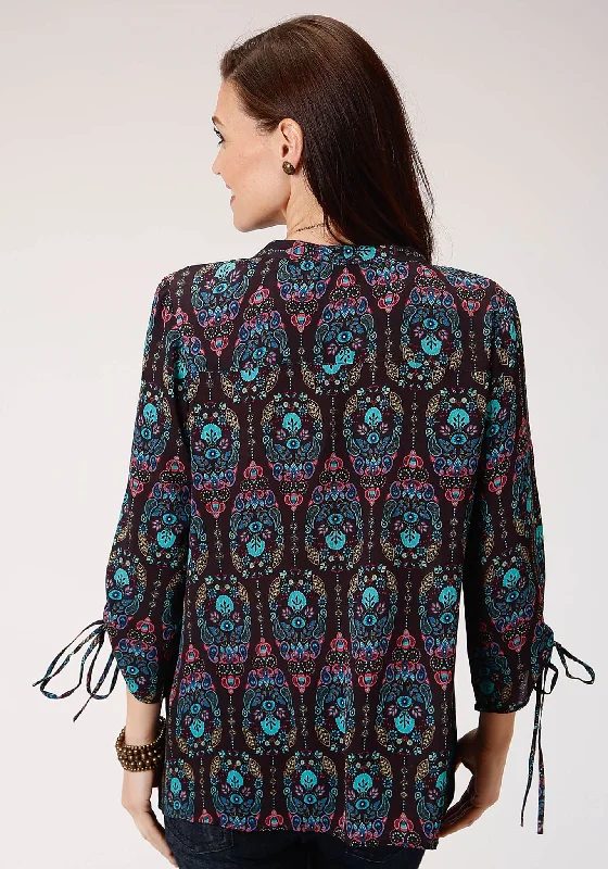 03-050-0590-7024PU Roper Women's Floral L/S Top