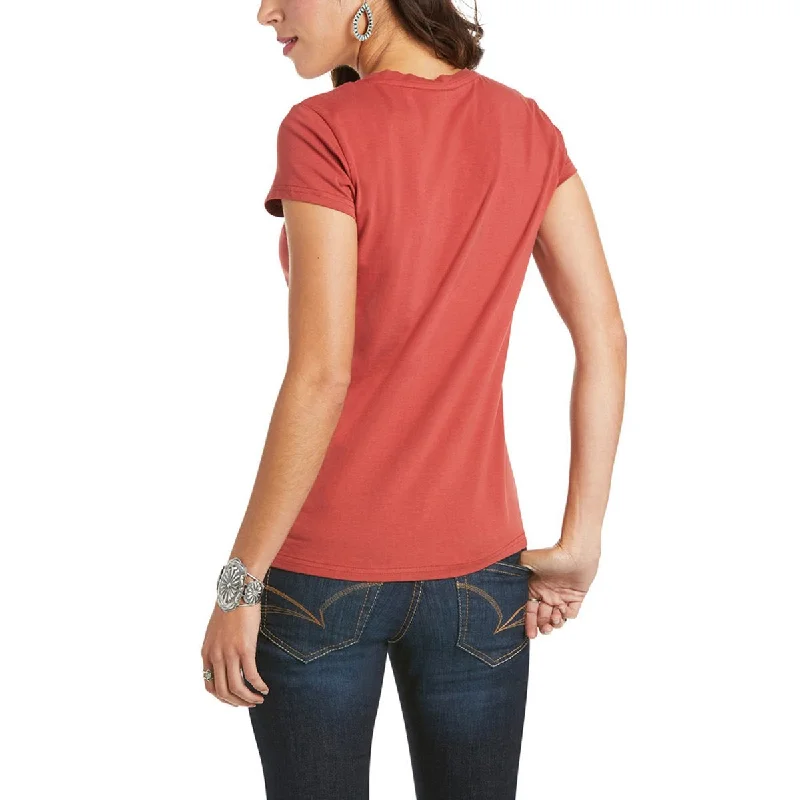 10035199 Ariat Women's Real Saguard Tee Terra Rouge