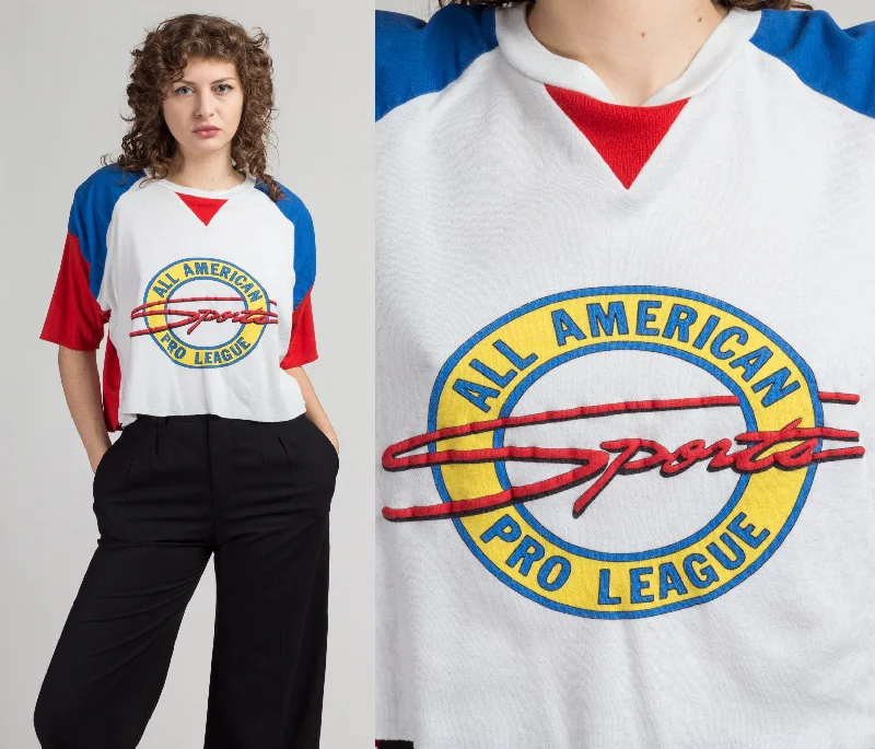 80s All American Pro League Color Block Crop Top - Extra Large