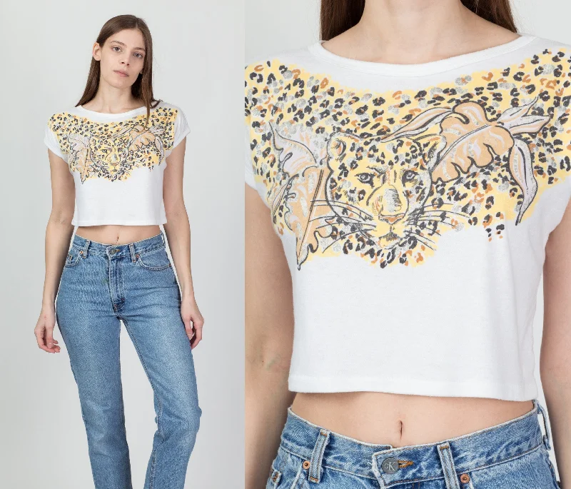 80s Leopard Crop Top - Medium to Large