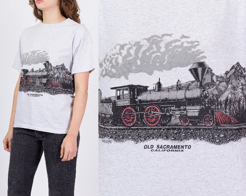 90s Old Sacramento Train Wraparound Graphic Tee - Unisex Medium