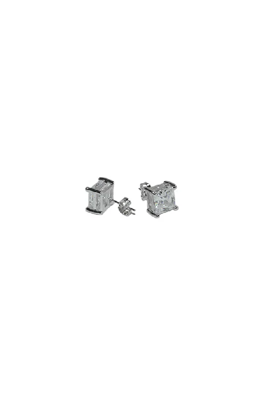 Aicon White Gold Square Earrings 8mm