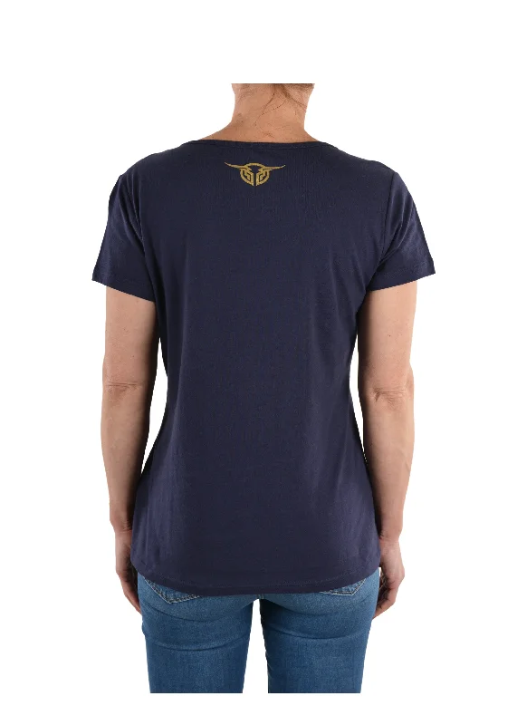 B1S2502090 Bullzye Women's Code V Neck Tee Navy