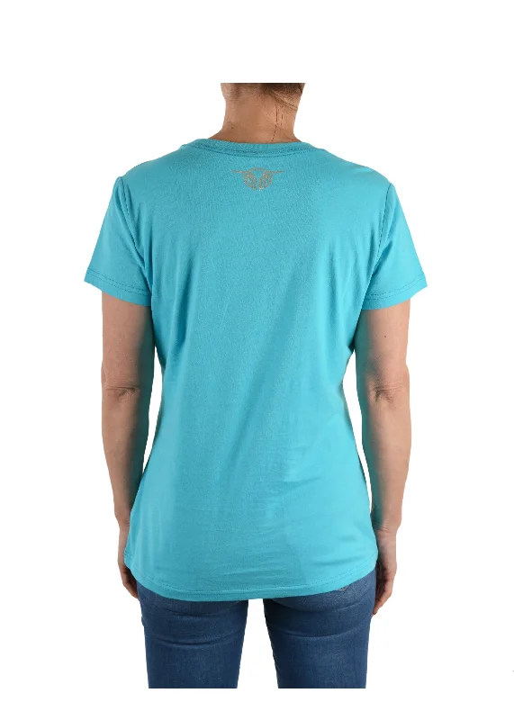 B1S2503093 Bullzye Women's Stronger Crew Tee Aqua