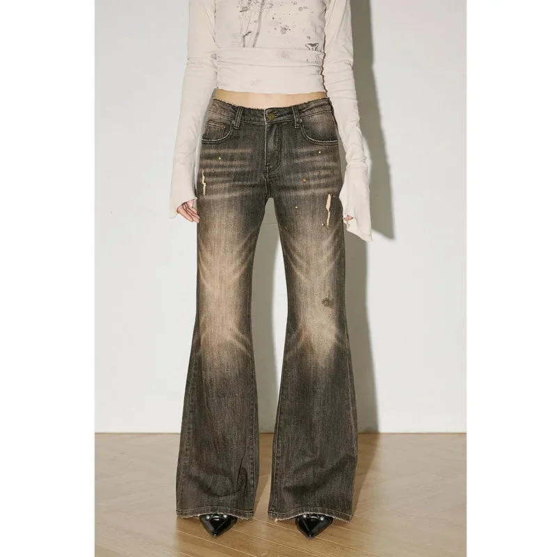 Retro Streetwear High Waist Wide Leg Denim Pants