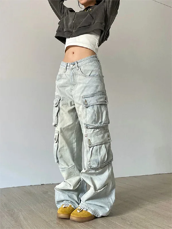 Hip Hop High Waist Wide Leg Denim Pants