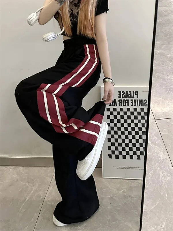 Sports Pants For Women Streetwear Vintage Stripe Wide Leg Pants