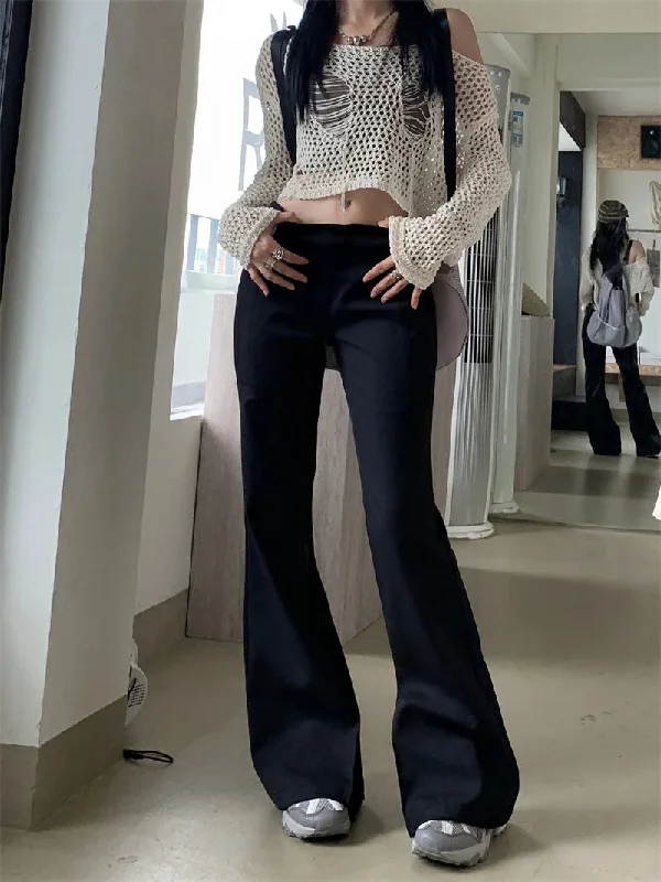 Flare Pants Women Y2k Fashion Low Waist Wide Leg Suit Pants