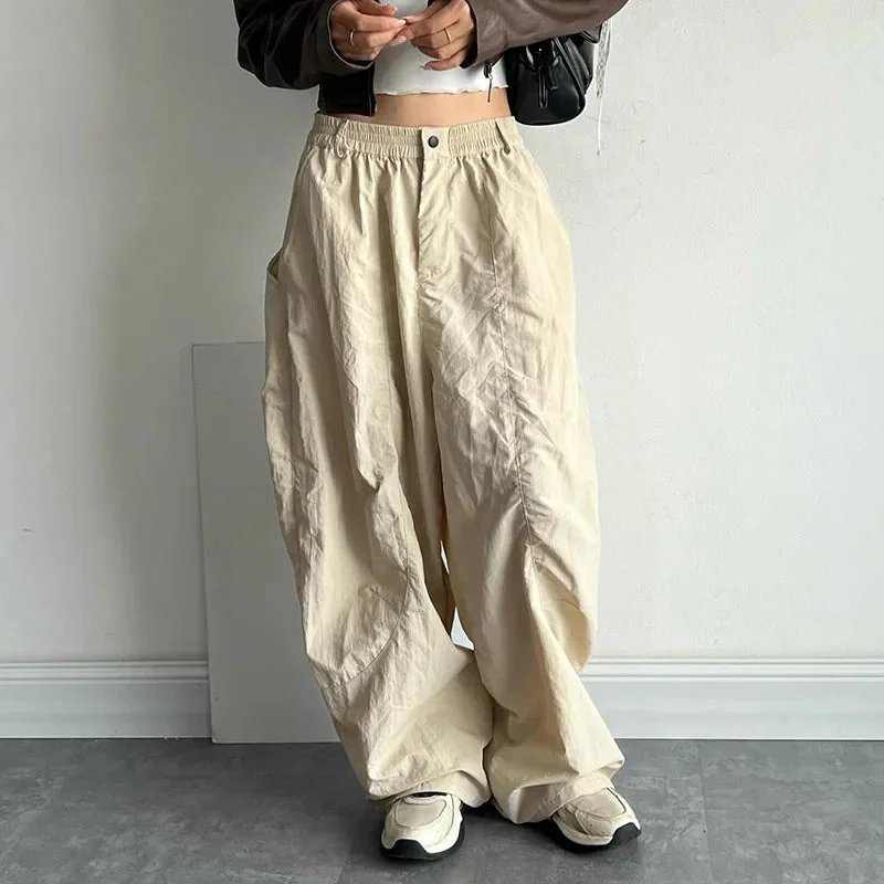 Streetwear Cargo Pants Women Loose Vintage Wide Leg Baggy Retro High Waist Pants