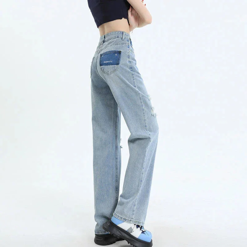 Wide-Leg Pants Women's Spring High-Waisted Pear-Shaped Figure Loose Drag Jeans