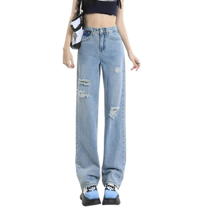 Wide-Leg Pants Women's Spring High-Waisted Pear-Shaped Figure Loose Drag Jeans