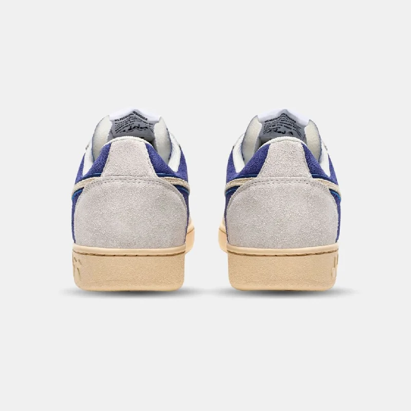 Diadora Magic Basket Low Suede Leather White Blue Eyes