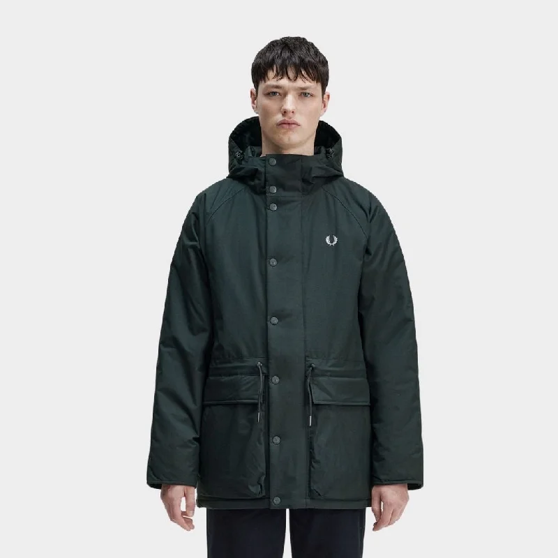 Fred Perry Padded Zip Through Jacket Night Green