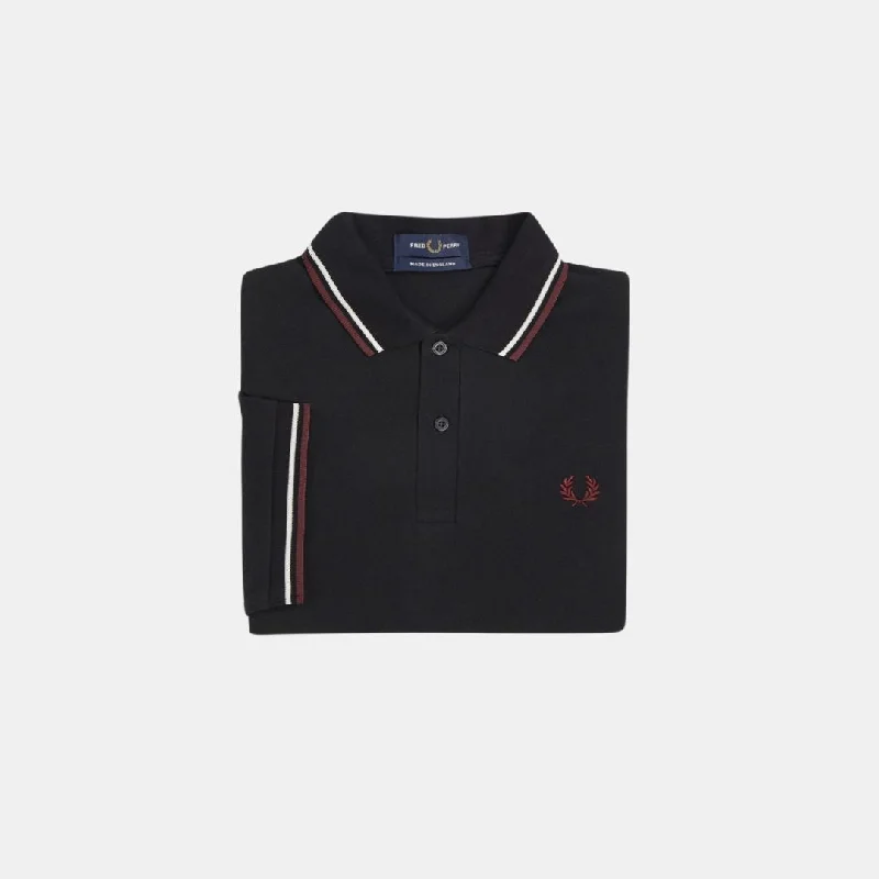 Fred Perry Polo M12 Black/Ecru/Oxblood