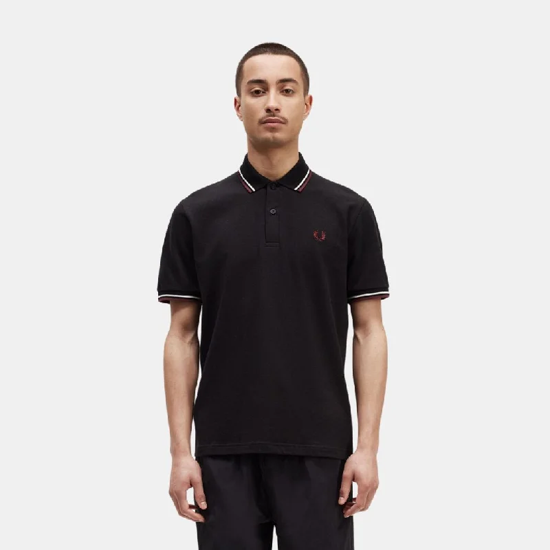 Fred Perry Polo M12 Black/Ecru/Oxblood