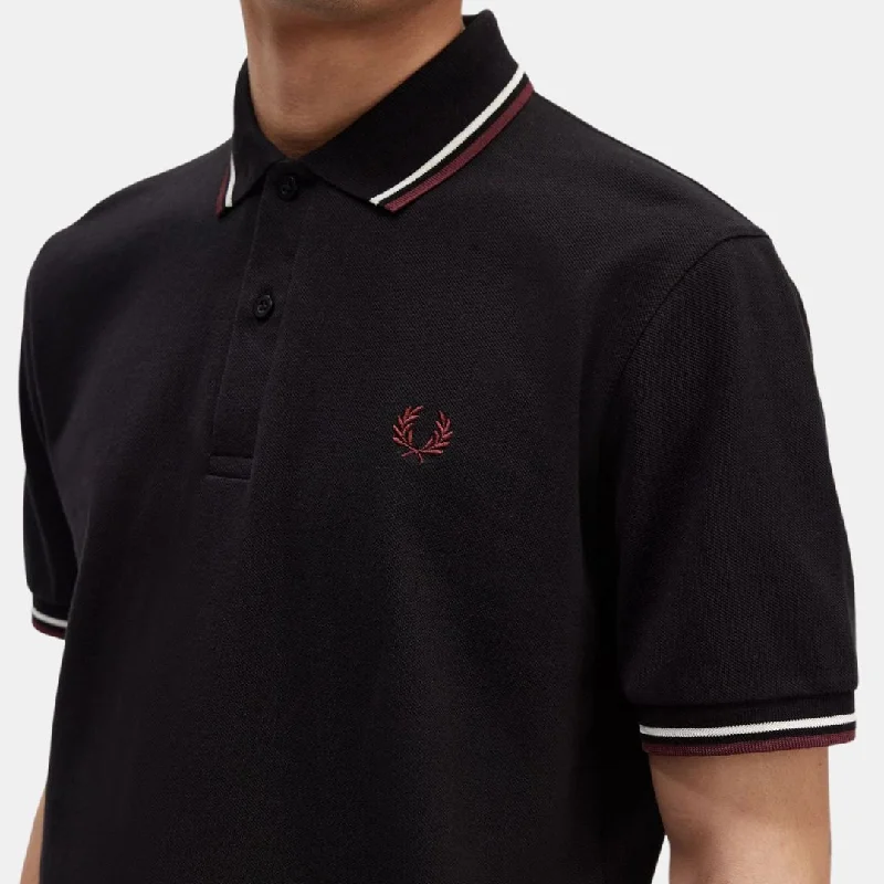 Fred Perry Polo M12 Black/Ecru/Oxblood