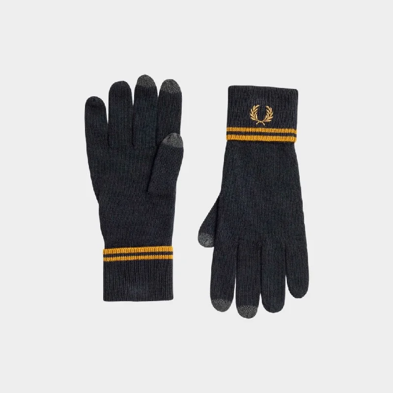 Fred Perry Twin Tipped Merino Wool Gloves Dark Caramel