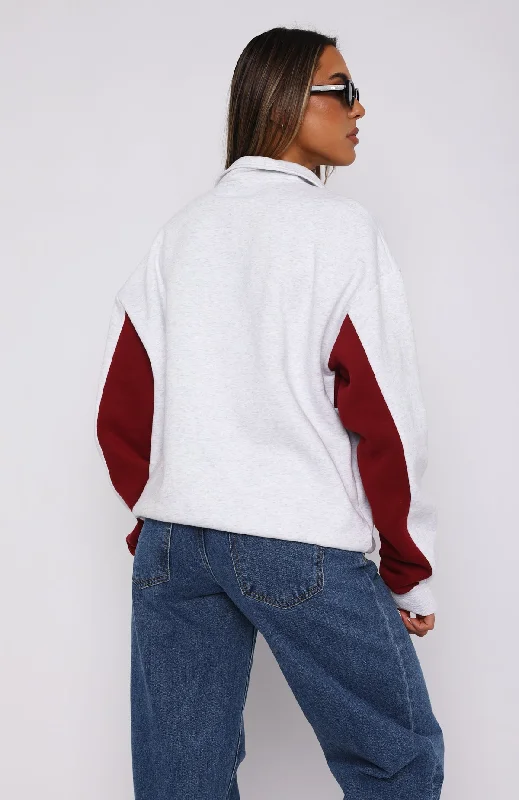 Jokes On You Zip Front Sweater Grey Marle