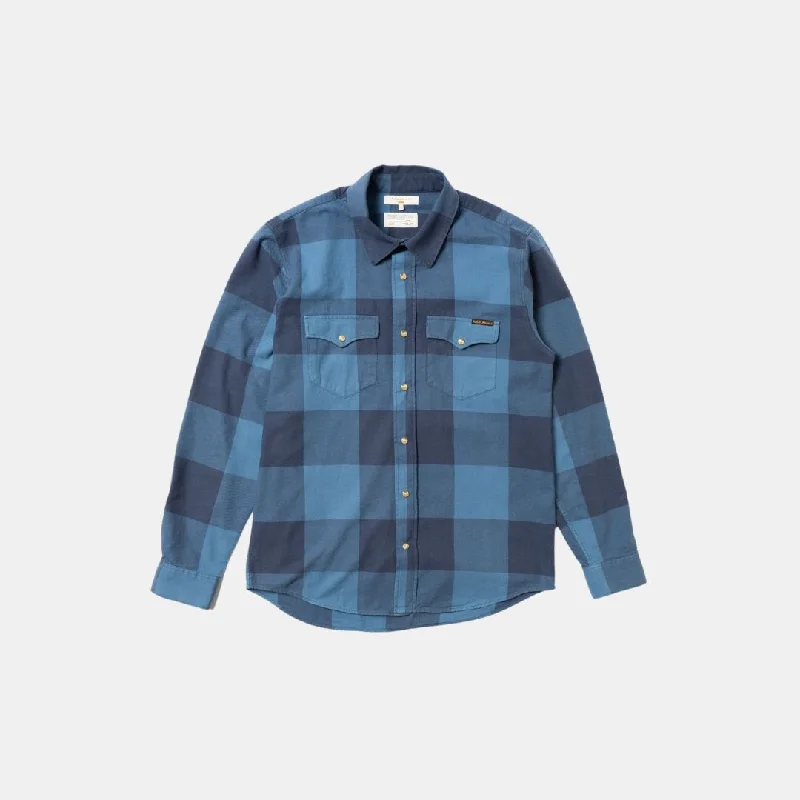 Nudie Jeans Co George Flannel Shirt Blue