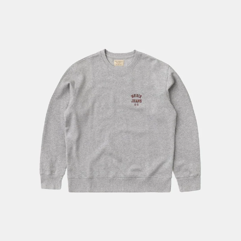 Nudie Jeans Co Frasse Logo Sweatshirt Grey Melange