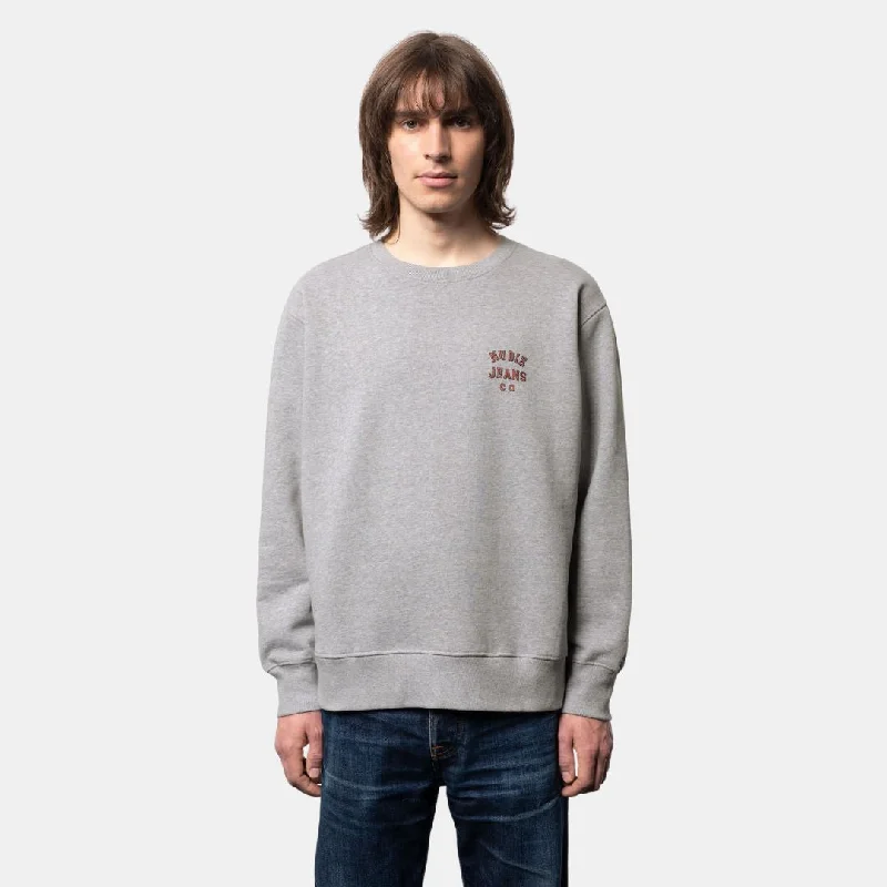 Nudie Jeans Co Frasse Logo Sweatshirt Grey Melange