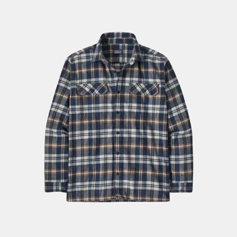 Patagonia Men's Long Sleeved Organic Cotton Midweight Fjord Flannel Shirt Navy