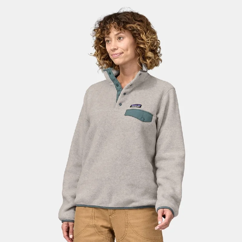 Patagonia Women's Lightweight Synchilla Snap-T Fleece Oatmeal Heather W/Nonveau Green