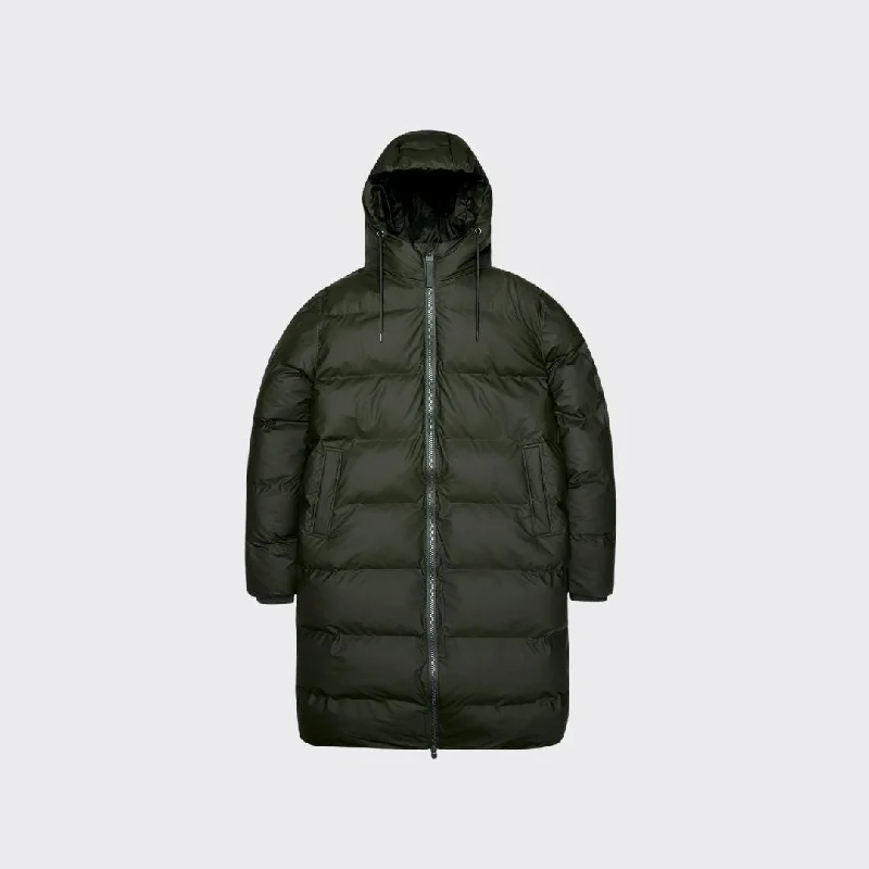 Rains Alta Long Puffer Jacket Green