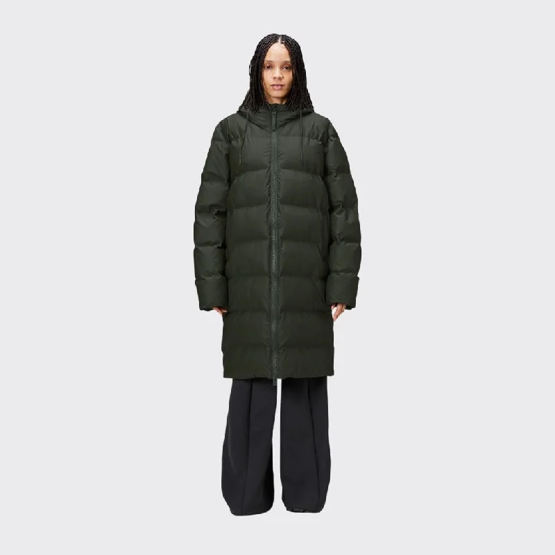 Rains Alta Long Puffer Jacket Green