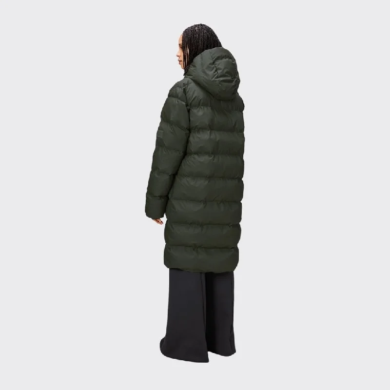 Rains Alta Long Puffer Jacket Green